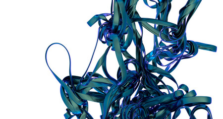 Poster - High-resolution image of abstract blue metallic ribbons swirling. Perfect for backgrounds, websites, or design projects.