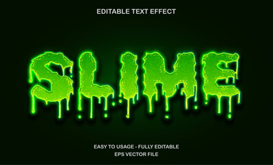 Poster - Neon green slime dripping text effect for scary horror halloween design editable vector