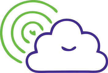 Poster - Abstract representation of a cloud receiving wireless signals symbolizing cloud computing and data transmission in a modern digital world