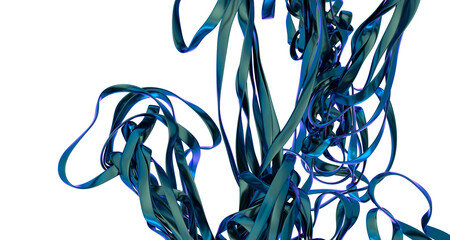 Poster - Metallic blue ribbons swirl in an abstract design. Perfect for modern backgrounds and tech themes.