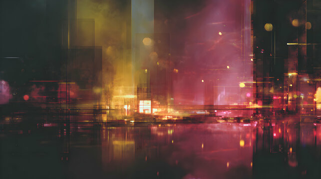 Urban abstract with a blend of vibrant colors creating a dynamic and modern cityscape impression