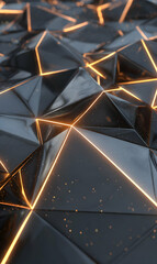 Aufkleber - Abstract geometric backdrop of black triangles illuminated with soft warm light creating a futuristic landscape