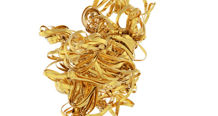 Poster - High-resolution image of abstract golden ribbons swirling in a dynamic composition. Perfect for luxury, elegance, and art-related projects.