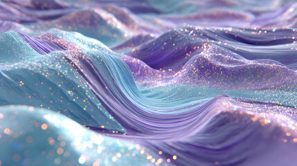 Poster - Waves of shimmering elegance a textured landscape in shades of lavender and ethereal blue pastel dream