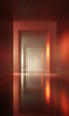 Poster - Mystical Hallway Infinite Illusion with Glowing Light at the End of a Long Tunnel Vision