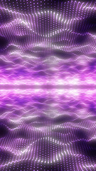 Aufkleber - Abstract field of glowing purple light particles in wave-like motion, creating a sense of motion and digital symmetry