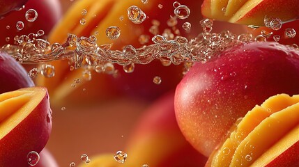 Wall Mural - a close-up of a fruit bunch with water droplets on the top and bottom
