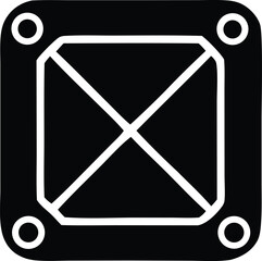 Aufkleber - Geometric abstract design featuring a black square with white diagonal lines and circles in each rounded corner