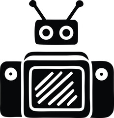 Fototapete - Stylized retro television set with two speakers and a prominent antenna representing vintage entertainment technology and communication