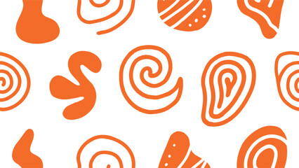 Poster - Abstract Orange Shapes on White Background Modern Minimalist Pattern with Organic Forms and Hand Drawn Elements