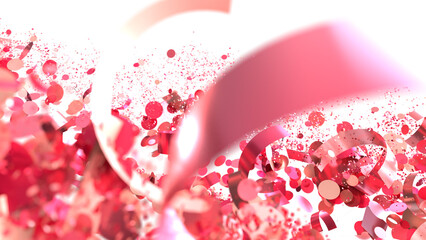 Poster - Festive background with pink confetti and ribbons, perfect for celebrations and events.