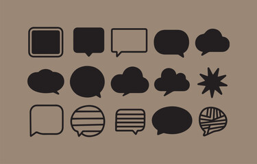 Poster - Diverse Set of Black Speech Bubbles and Shapes on a Neutral Background for Design