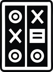 Poster - Abstract black and white graphic design featuring a grid with circles crosses and a horizontal bar symbol representing a game or puzzle