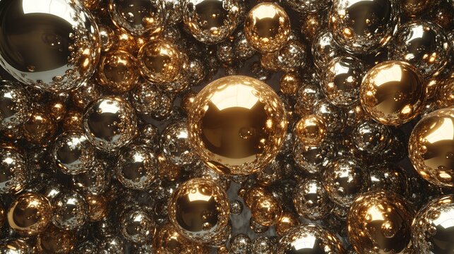 Golden and Silver Spheres Abstract Background