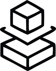 Aufkleber - Abstract geometric design featuring stacked cubes with connecting lines and curves suggesting layers or connections