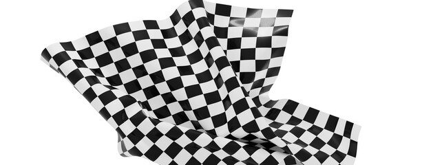 Poster - High-resolution image of a black and white checkered flag fabric, dramatically draped. Perfect for racing, competition, or victory themes.