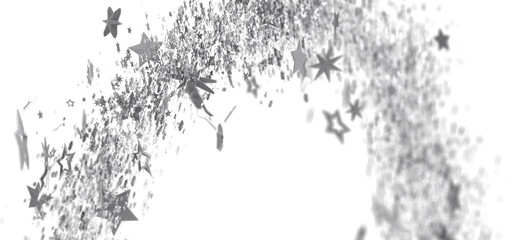 Poster - Glowing silver stars burst across a white background. Perfect for celebration, magic, or winter themes.