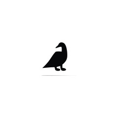 Poster - Silhouette of a Bird Goose Stands on Ground Isolated on White Background, Embodying Serenity, Minimalism, and Connection to Wildlife