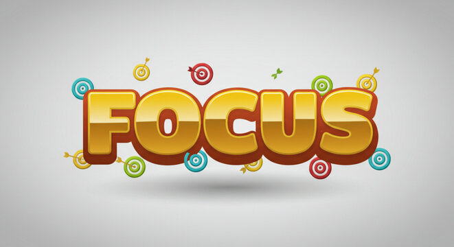 Golden 3D Focus Text Effect  Vibrant, Eye-Catching Typography Design