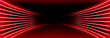 © klyaksun - Red neon tunnel with glowing light streaks converging toward black center - futuristic speed lines in perspective illusion, cyberpunk corridor effect for gaming background, technology presentation