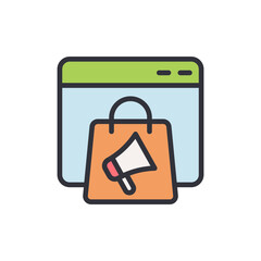 Poster - Digital Marketing Concept Featuring Online Shop And Megaphone Symbol
