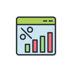 Poster - Modern Online Sales Data With Bar Chart And Percentage Symbol