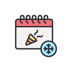 Poster - Festive Winter Holiday Event Calendar Notification With Snowflake Icon
