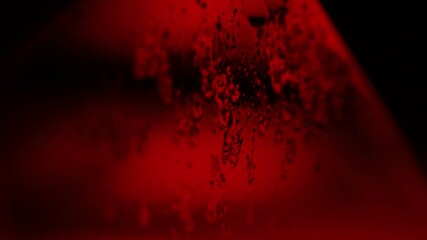 Fototapete - Red reflections of liquid in macro, red liquid surface, bubbles in macro, connection of bubbles in macro, cell from liquid, horror background, glossy surface panels