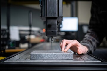 Poster - Precision machining process in a modern workshop with advanced equipment and skilled technician working on material
