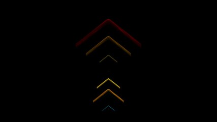 Poster - Rainbow colorful glossy arrows abstract tech geometric background. Seamless looping motion design. Video animation Ultra HD 4K 3840x2160