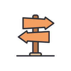 Poster - Wooden Directional Sign With Two Arrows Pointing In Opposite Directions