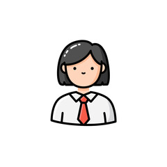 Poster - Minimalist clean illustration of a friendly young professional character wearing a white shirt and red tie ideal for business education user profile and avatar icon designs