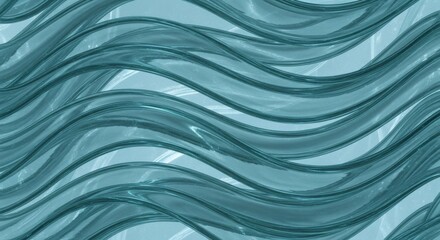 Poster - Abstract Teal Wave Pattern: Seamless Watercolor Texture