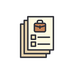 Poster - Stack Of Documents With Briefcase Icon For Business Concepts