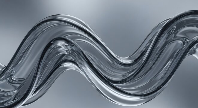 Abstract Silver Liquid Wave, Fluid Dynamic Swirl Design