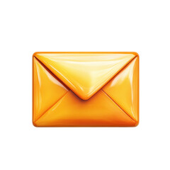Fototapete - Glossy Gold Envelope Icon Email Communication Correspondence Message on transparent background