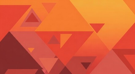 Poster - Abstract Geometric Triangle Pattern in Warm Orange Hues