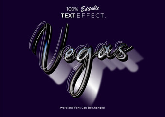 Poster - 3d Pink neon Las Vegas text effect. Neon Font style Effect. Editable text effect.	