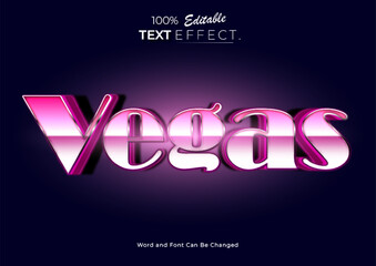 Poster - 3d Pink neon Las Vegas text effect. Neon Font style Effect. Editable text effect.	
