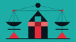 © Sapla - Abstract illustration of justice scales with geometric house shape and transparency