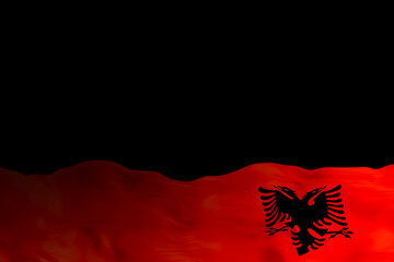 Fototapete - A striking background showcases the national flag of Albania, featuring its iconic black double-headed eagle design. The bright red backdrop creates an engaging space for text or messages