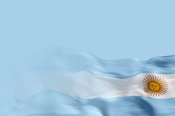 Fototapete - A beautifully rendered Argentina flag undulates against a soft blue backdrop, offering ample space for custom text or messages, perfect for events or promotions related to Argentina