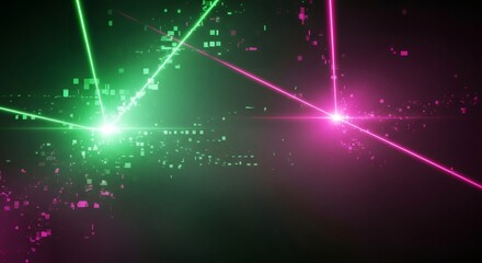 Poster - Abstract Neon Laser Beams with Digital Particles