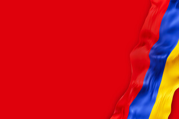 Fototapete - A bright background featuring the Armenian national flag in a 3D rendering design. Copy space.