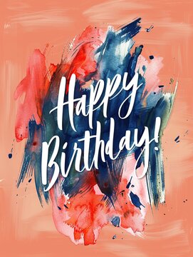 Peach background image with elegant birthday wishes in handwritten style