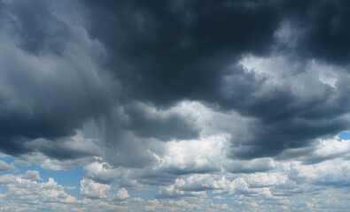 Wall Mural - dark dramatic sky with stormy clouds before rain as abstract background, extreme weather
