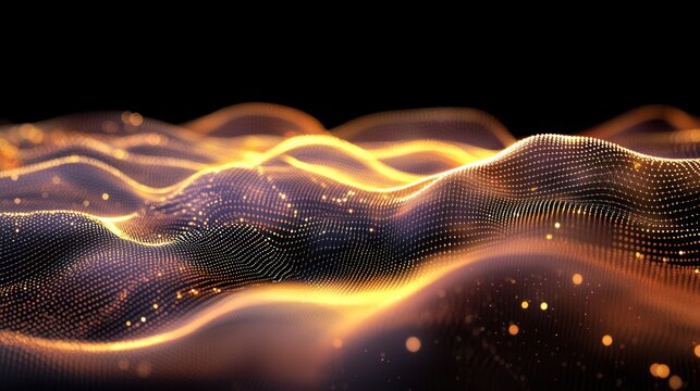 Abstract Golden Waves: A Digital Art Piece