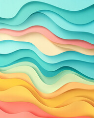 Wall Mural - paper multicolored wavy background. pastel colors. summer wavy background. vertical banner.