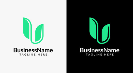 Aufkleber - Letter U nature leaf logo design template