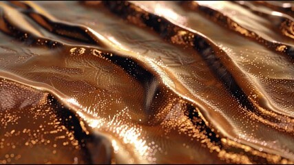 Poster - Elegant Shimmering Copper Fabric Luxurious Textures, Intricate Folds, and Light Reflecting Beauty